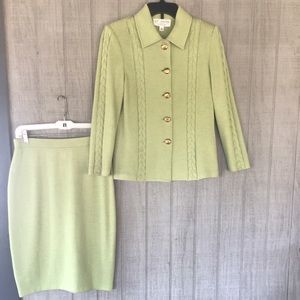 St John Cable Knit Skirt Suit
